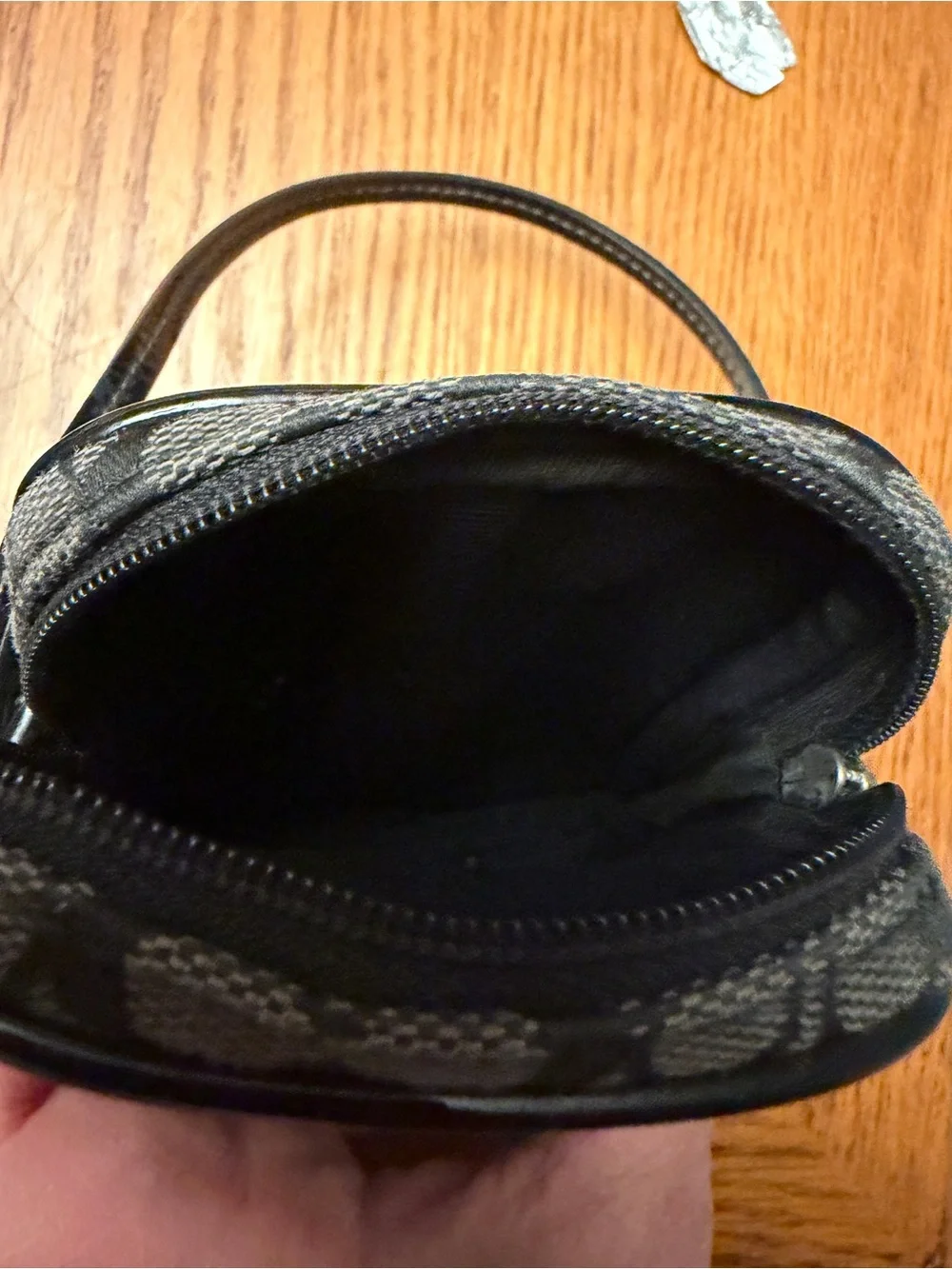 Y2K Coach Black Signature Logo Camera Pouch with Silver Logo